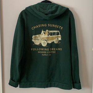 Woods Coffee Zipup Hoodie Sweatshirt